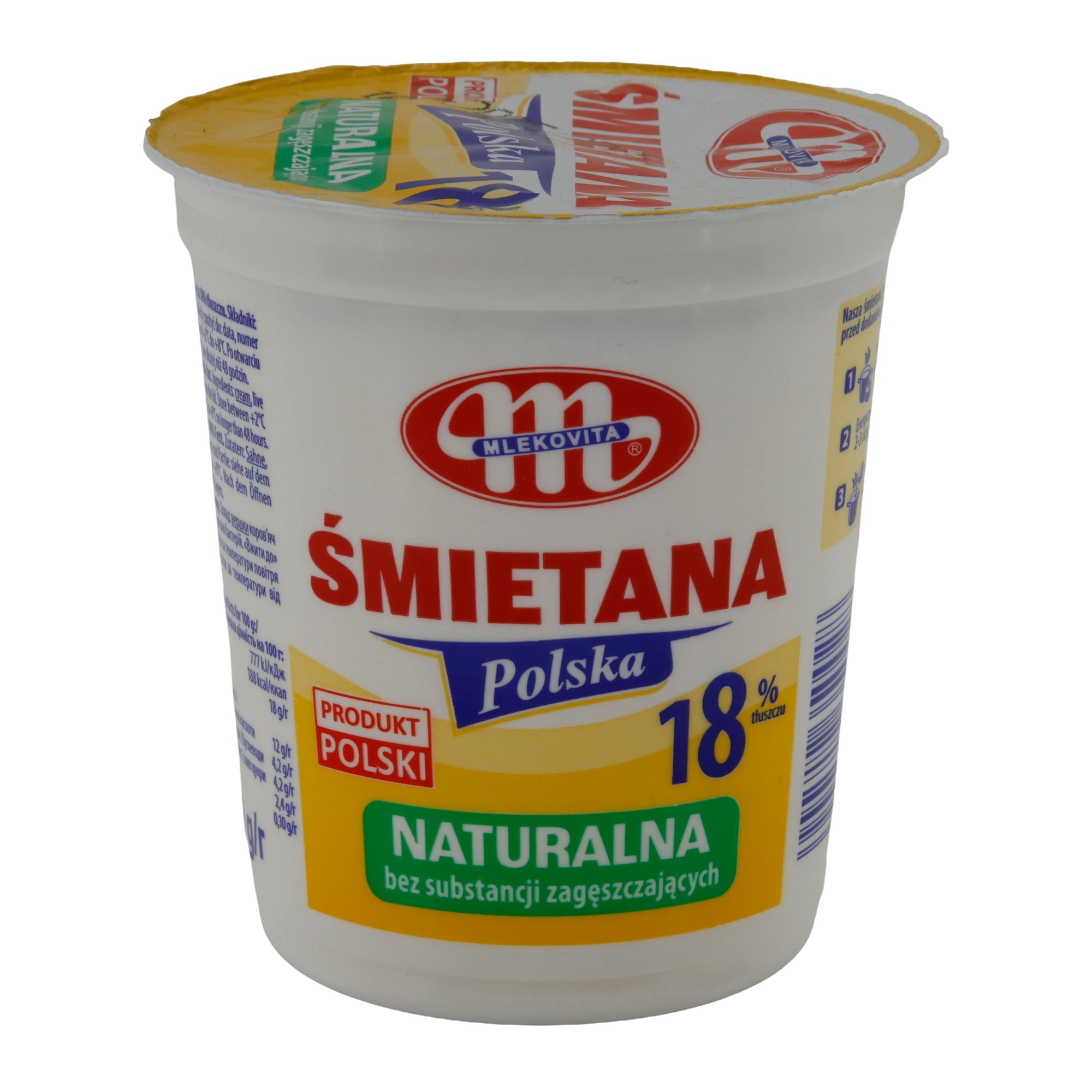 Sauerrahm Mlekovita Śmietana Polska | Polnische Sauerrahm-Spezialität | 18 % Fett | 400 g MLEKOVITA